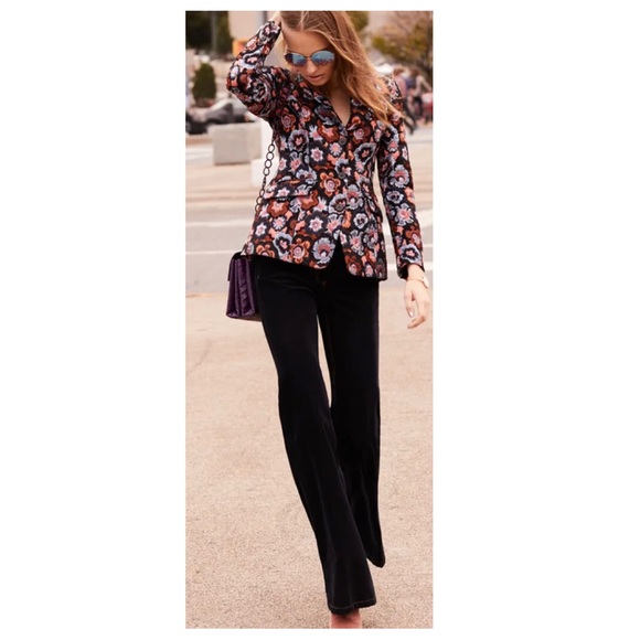 SOLD NWT THEORY Floral Print Embroidered Blazer Riding Jacket 2 Floral Jacquard - Picture 3 of 12